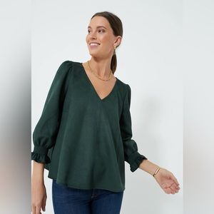Tuckernuck Malachite Suede Easton Blouse; size Medium